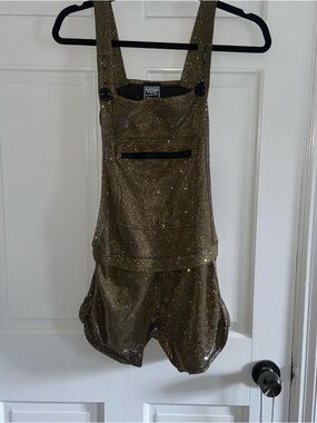 Knobs Gold Glitter Overall Romper size small